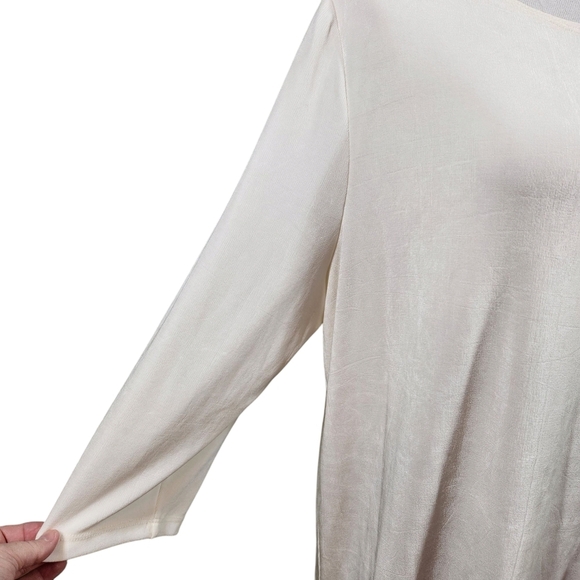 Chico's Travelers Elegant Cream Chiffon Pleated Hem Top, Sz XXL - Picture 5 of 9